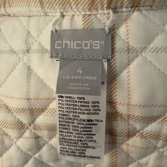 Chicos Reversible Womens Vest 4 Cream/muted plaid (20-22W). NWT - Picture 7 of 12